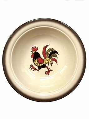 Vintage Poppytrail by Metlox Rooster Ceramic Serving Bowl Made in California